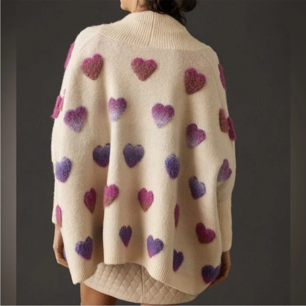 Anthropologie Rare Ombre Heart Cropped Kimono Cardigan - Picture 3 of 7